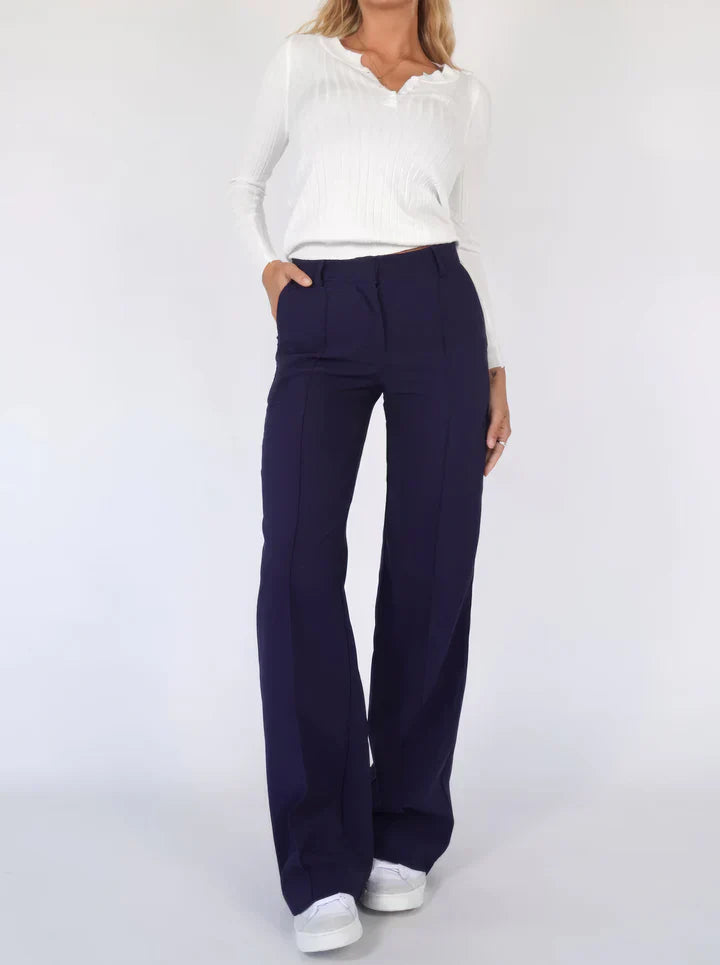 Women's loose fit straight splicing pants