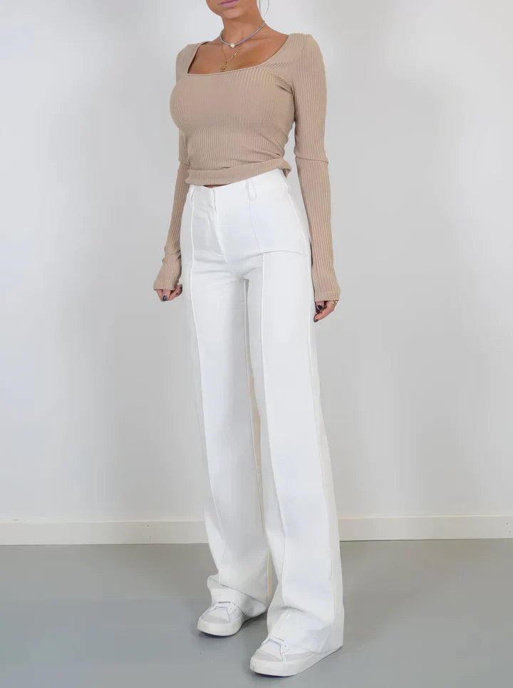 Women's loose fit straight splicing pants