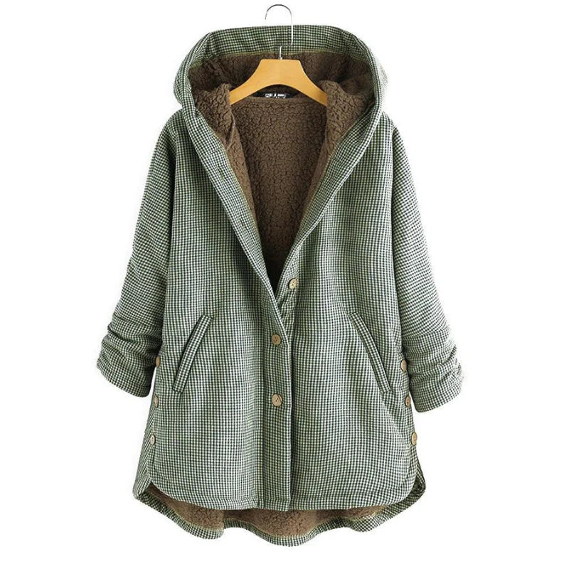 Women’s Jacket – Oversized Fit – Plush Fleece Lined – Hooded Button Front – Tunic Length