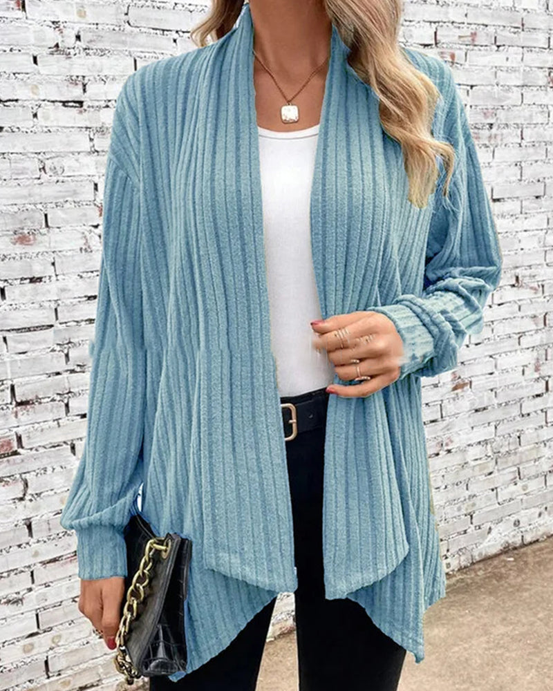 Women's ribbed long sleeve loose cardigan