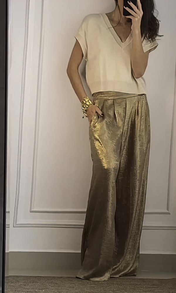 Women's casual high-waisted wide-leg trousers