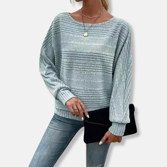 Oversized Knit Dolman Boat Neck Top
