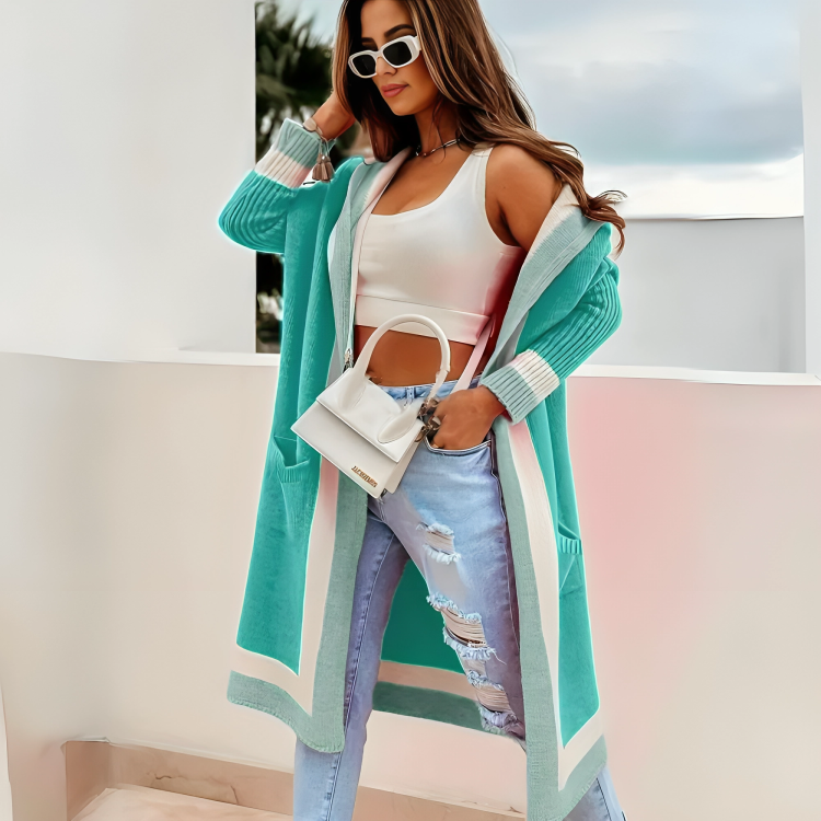 Women's fall/winter casual versatile hooded long cardigan