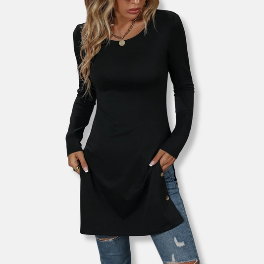 Knit Slim Fit Side Split Tunic Top