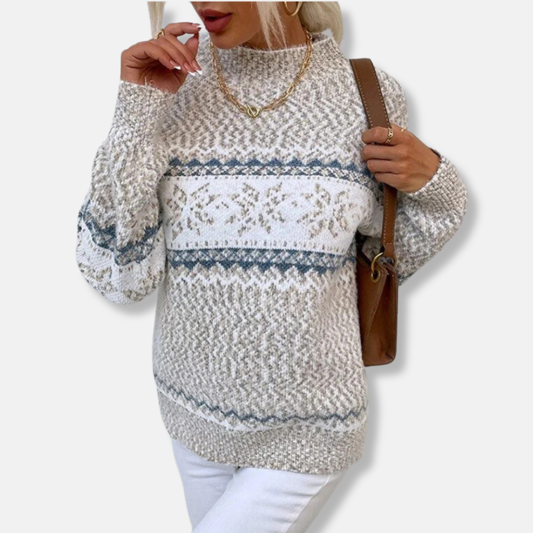 Fair Isle Pattern Oversized Knit Sweatshirt