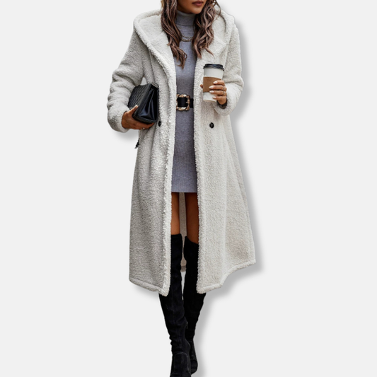 Plush Textured Relaxed Fit Long Coat