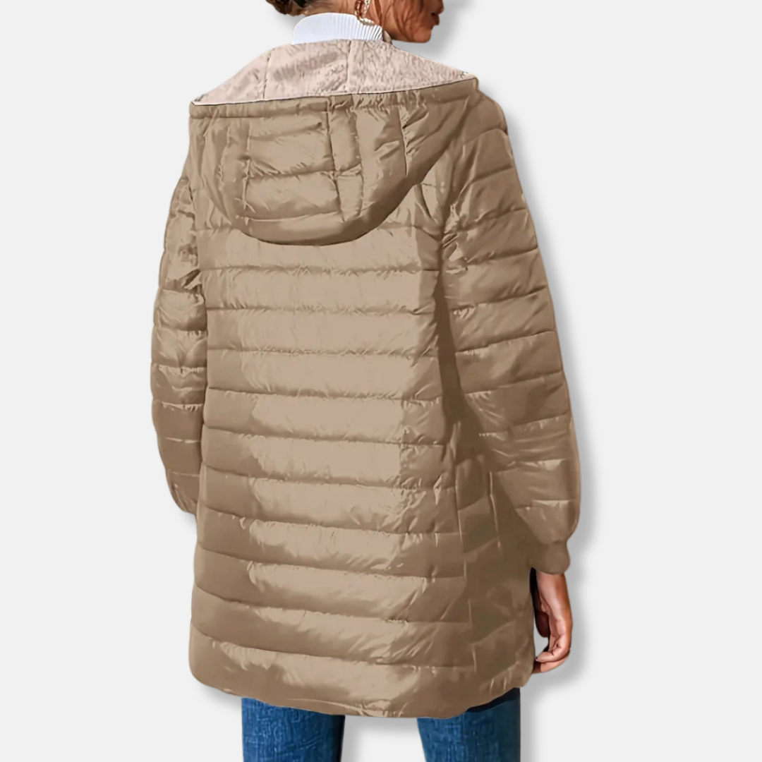 Amelia Hooded Quilted Puffer Jacket | Reversible Relaxed Fit Jacket