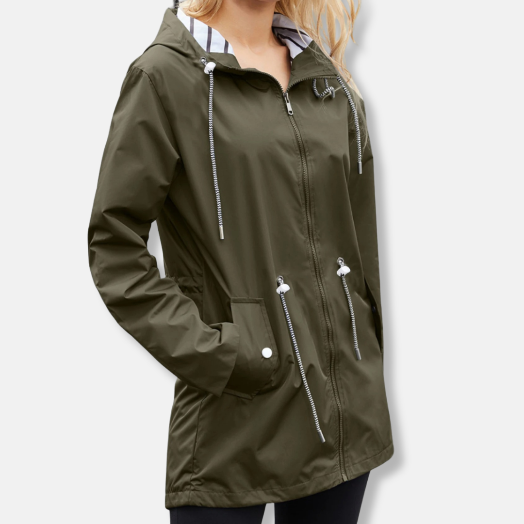 Grace Relaxed Fit Hooded Jacket | Zip Front Drawstring Waist Jacket