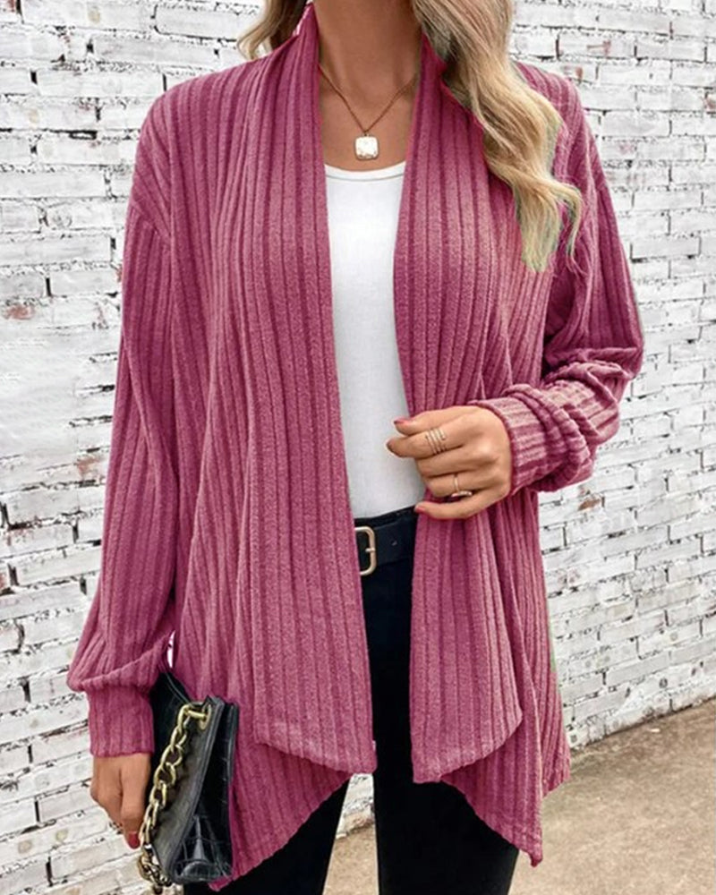 Women's ribbed long sleeve loose cardigan