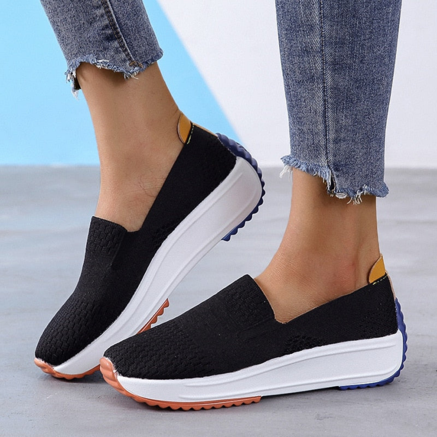 Women's Slip-On Shoes - Breathable Knit Upper - Cushioned Sole - Lightweight Casual Wear