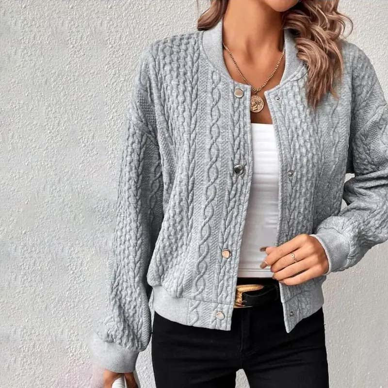 Women's solid color stand collar single breasted jacket