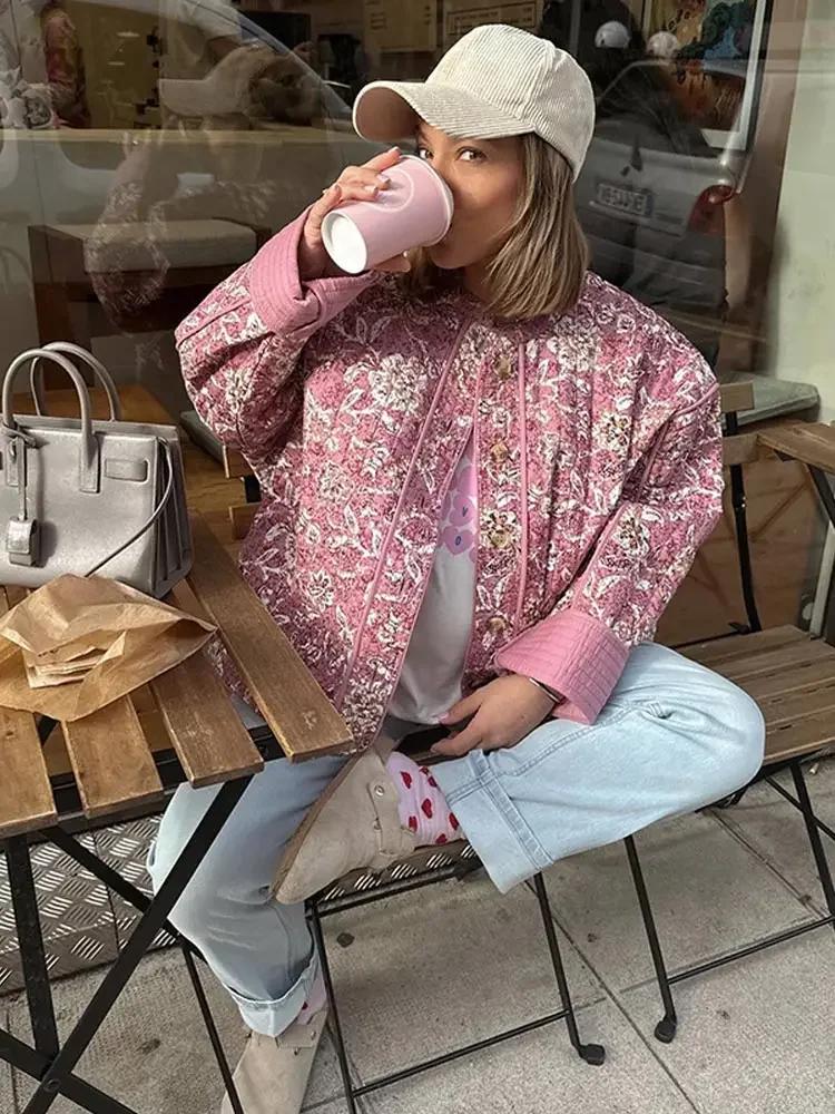 Women's floral pattern quilted jacket