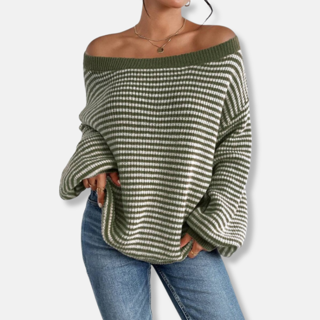 Knitted Loose Fit Lantern Sleeve Sweatshirt