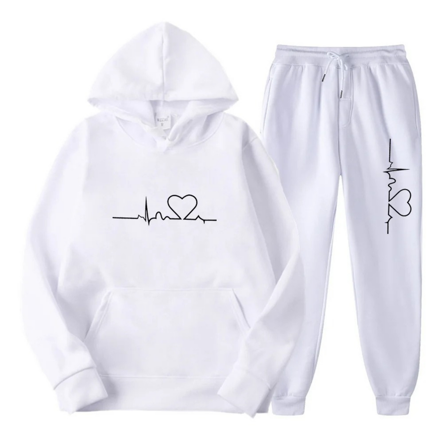Women’s Two-Piece Tracksuit Set – Cotton Blend – Relaxed Fit – Graphic Hoodie and Joggers
