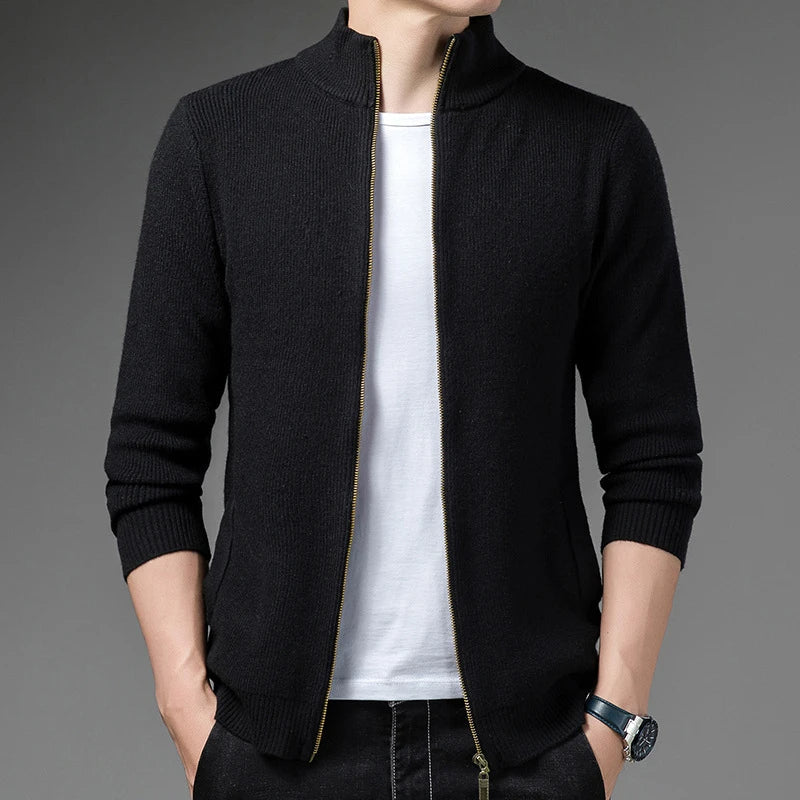 Women's zipper jacquard sweater cardigan jacket