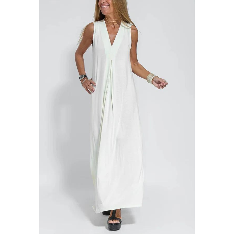 Women's Maxi Dress - Sleeveless V-Neck - Flowy Loose Fit - Elegant & Breathable