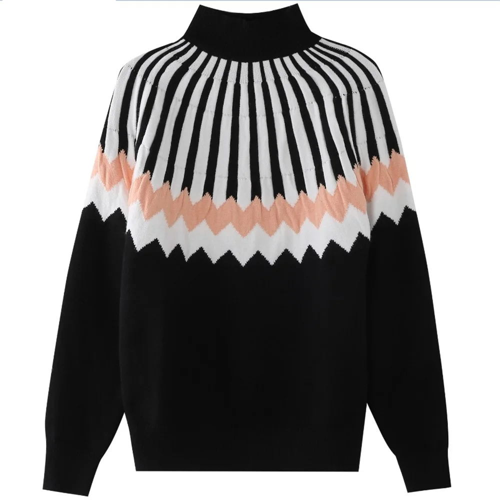 Women's geometric pattern knitted sweater