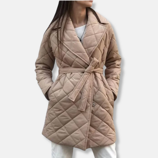 Insulated Belted Quilted Mid-Length Coat