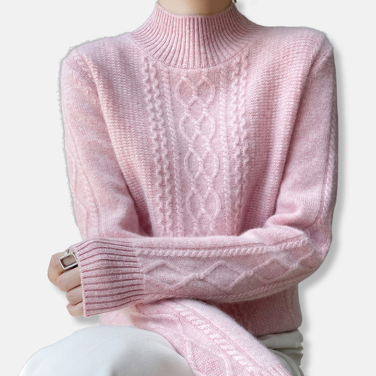 Cable Knit Relaxed Fit Mock Neck Sweater