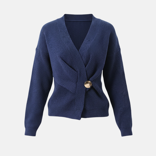 Ribbed Knit Wrap Style Sweater Top