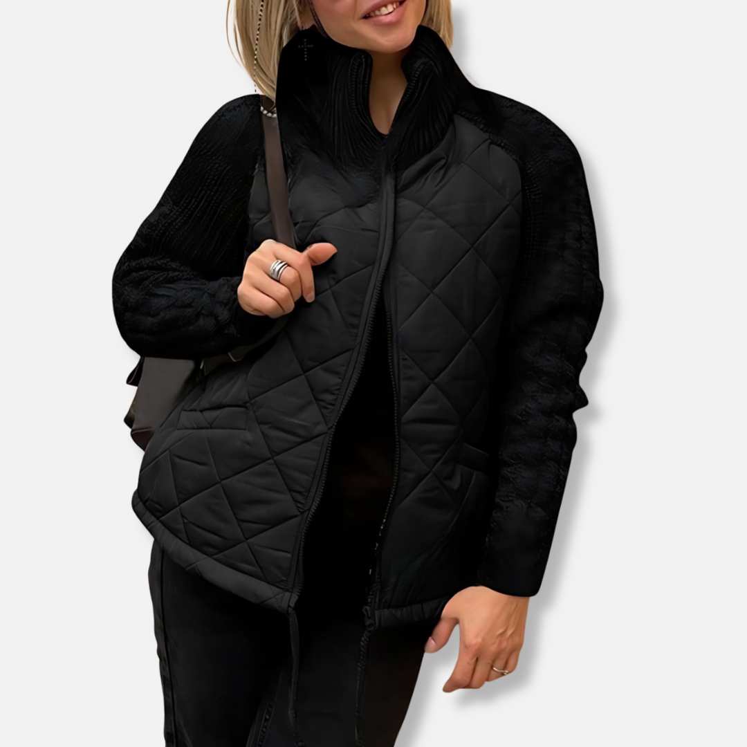 Women’s Jacket - Quilted - Relaxed Fit - Stand-Up Collar - Hip Length