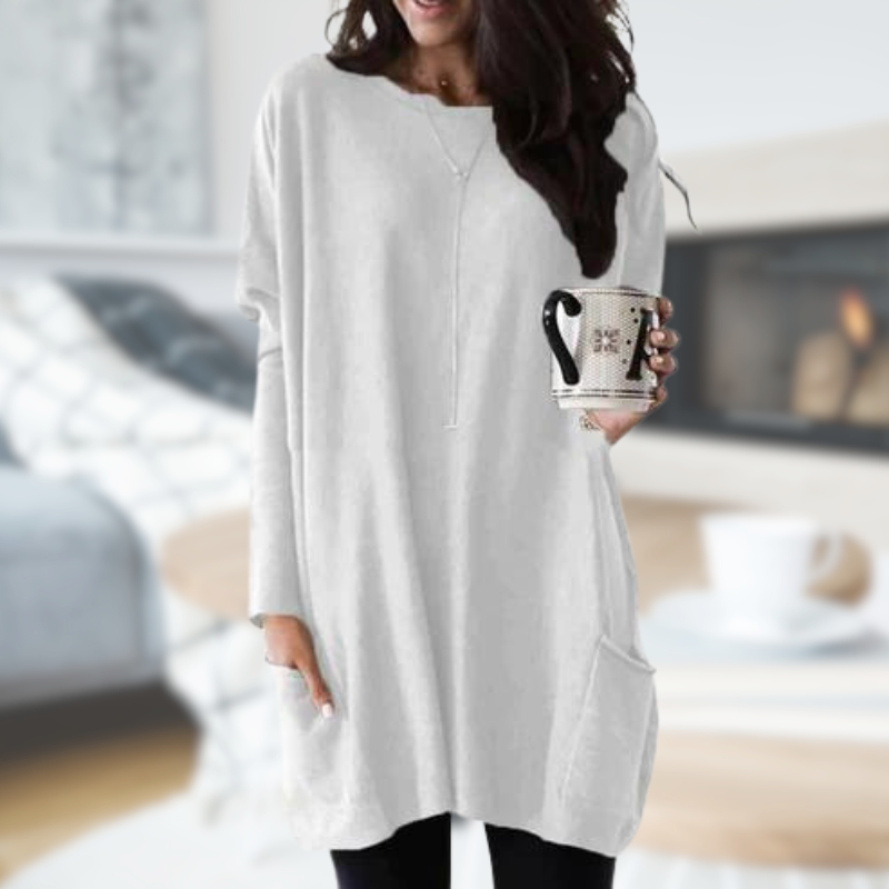 Oversized Front Pocket Casual Fit Tunic Sweater