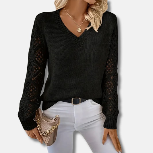 Ribbed V-Neck Relaxed Fit Sweater