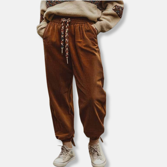 Corduroy Loose Fit Elastic Waist Pants