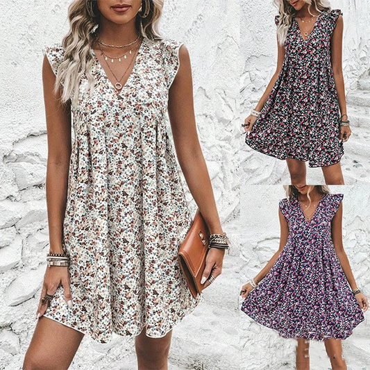 Floral Print Breathable A-Line Dress
