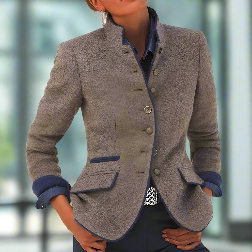 Women's spring multi-button color block coat