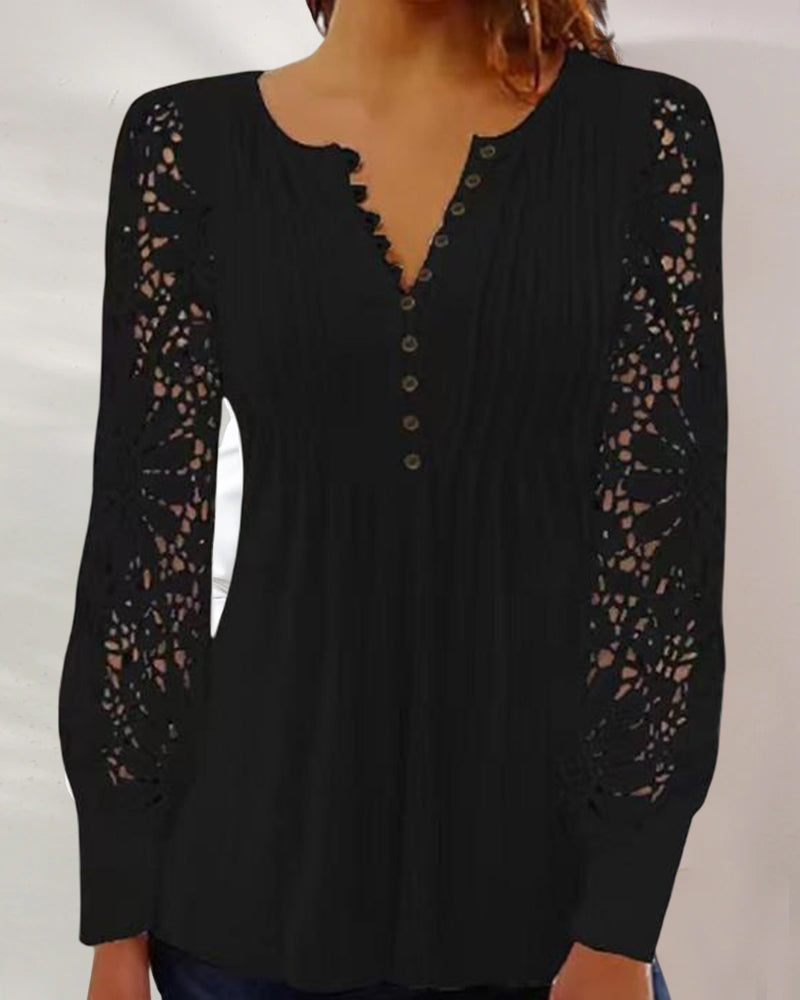 Women's lace top with long sleeves