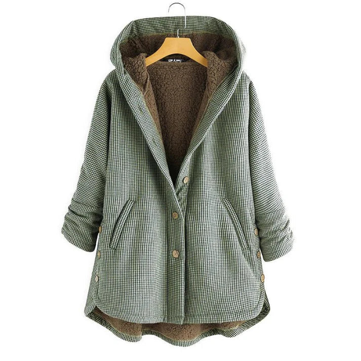 Women's plaid hooded winter jacket