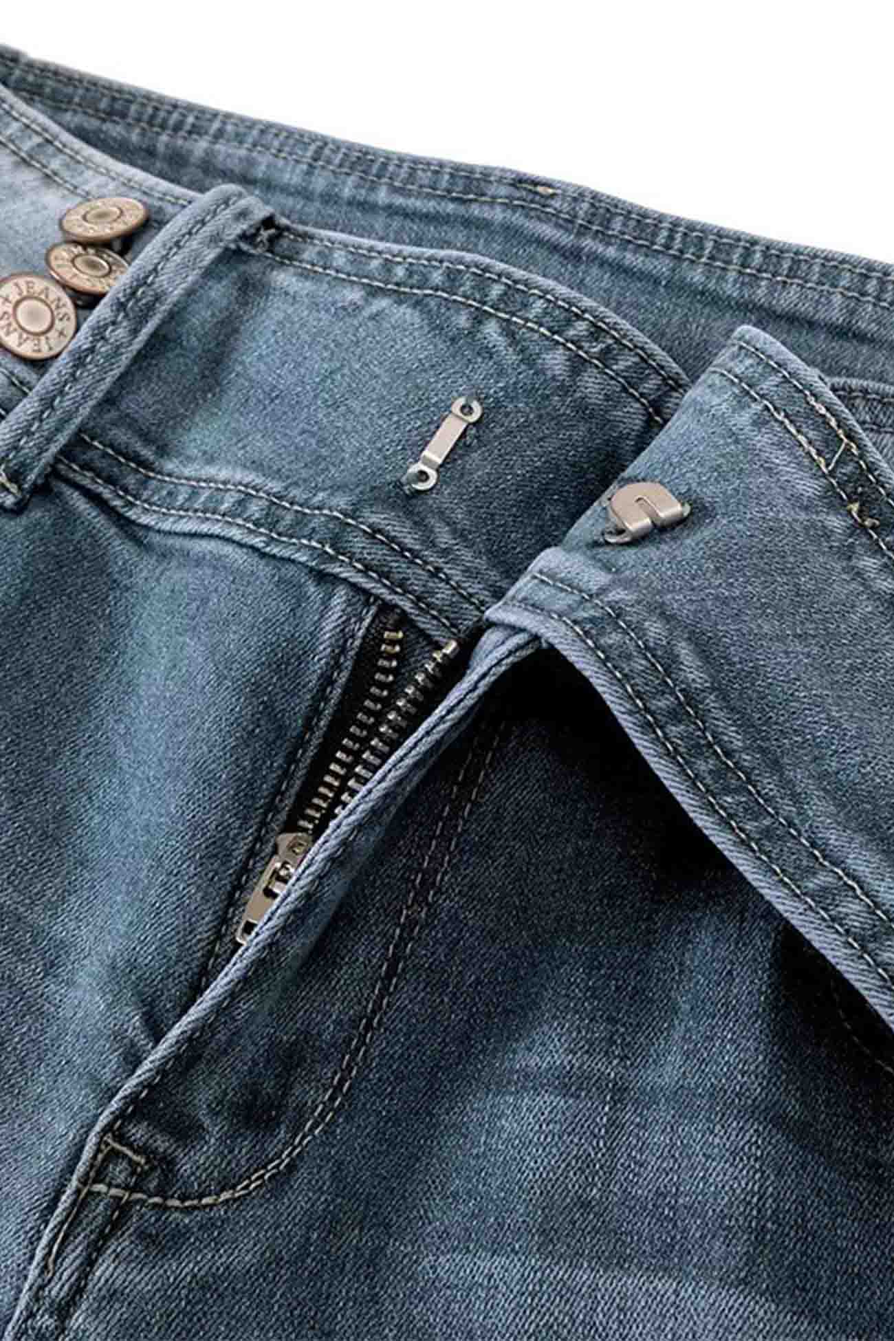 Retro Mid Rise Side Button Flare Jeans