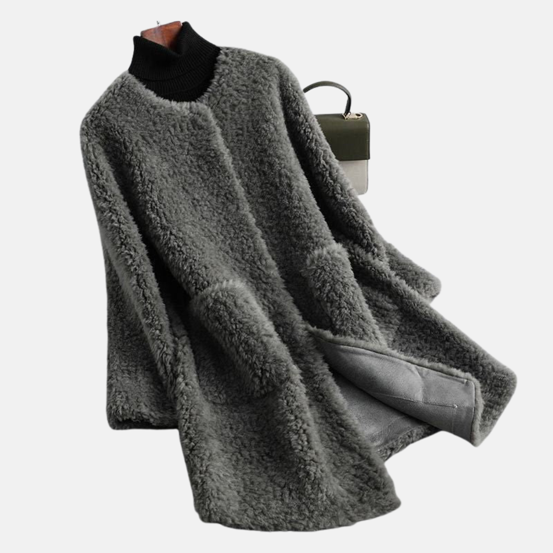Faux Fur Relaxed Fit Open Front Coat