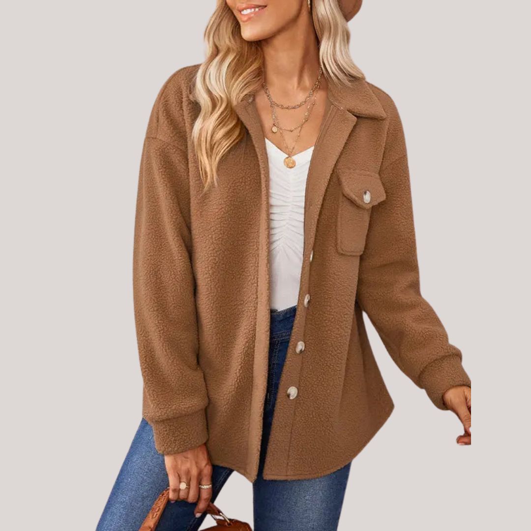 Women's autumn winter fashion lapel plush jacket