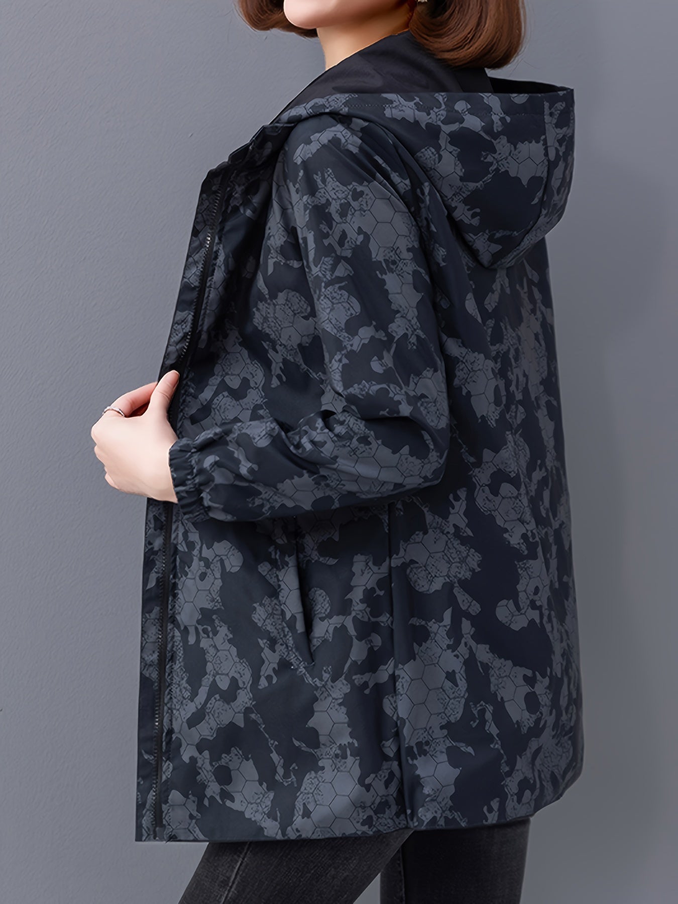 Women's stylish double-sided hooded coat with pockets