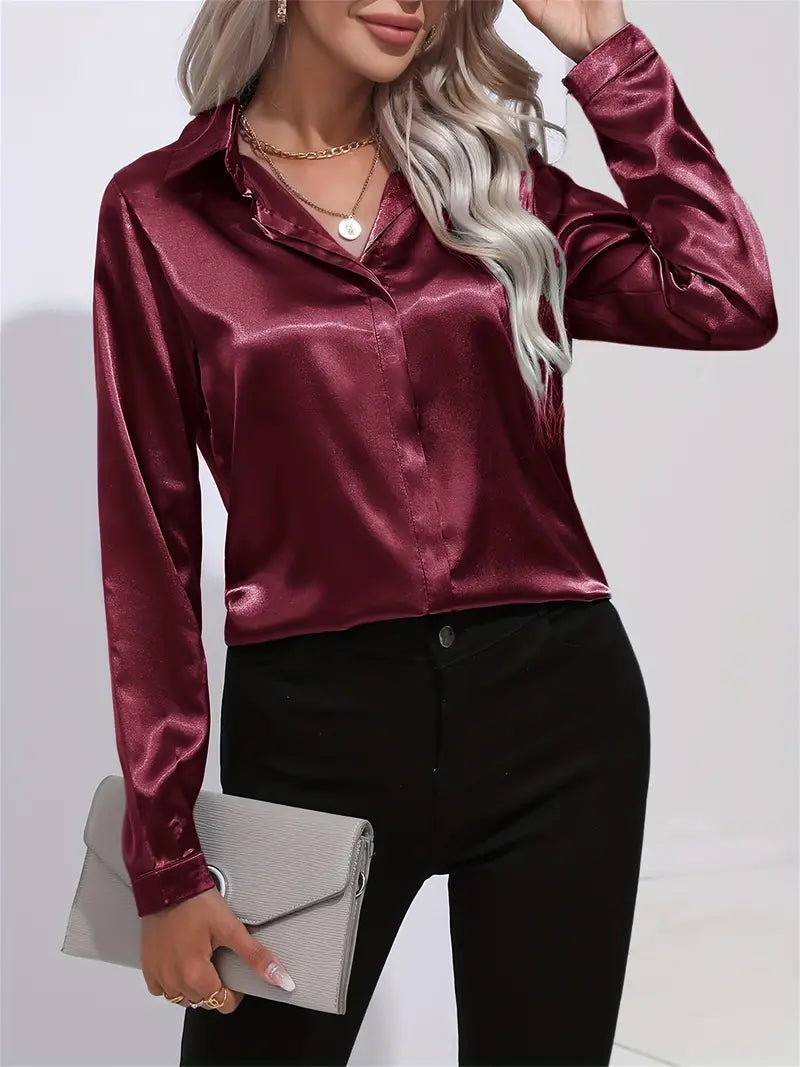Women's button-down glossy shirt