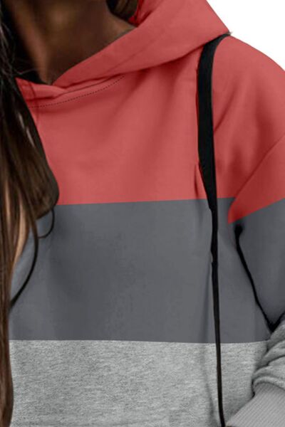 Women’s Hoodie - Leopard Print Block Design - Relaxed Fit - Kangaroo Pocket