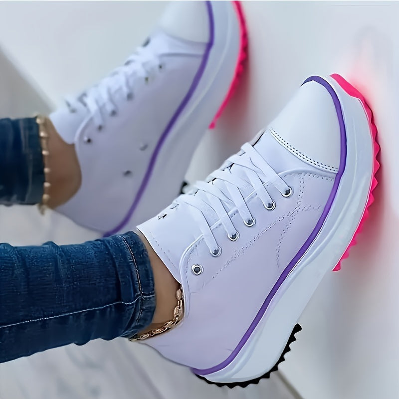 Women's High-Top Sneakers - Canvas Upper - Rubber Toe Cap - Chunky Sole Casual Wear
