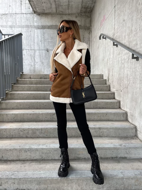 Sleeveless Wool Blend Winter Coat