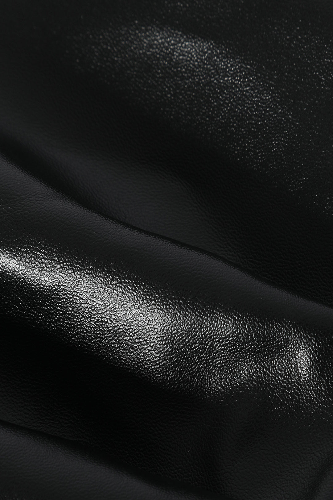 Faux Leather Wrap Bodice Midi Dress
