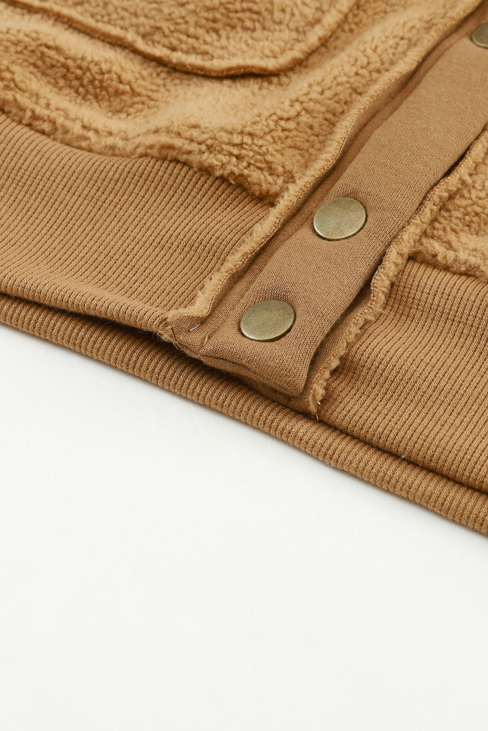 Women's Button-Down Jacket - Textured Fabric - Wide Collar - Ribbed Cuffs & Hem