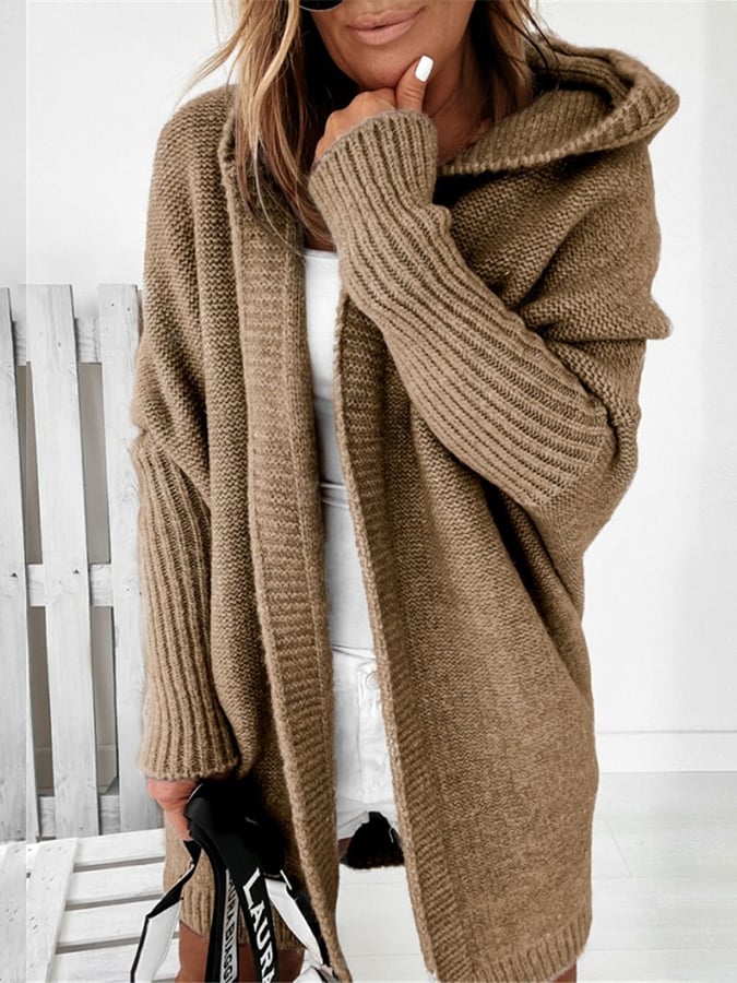 Women's midi bat-shaped hoodie sweater
