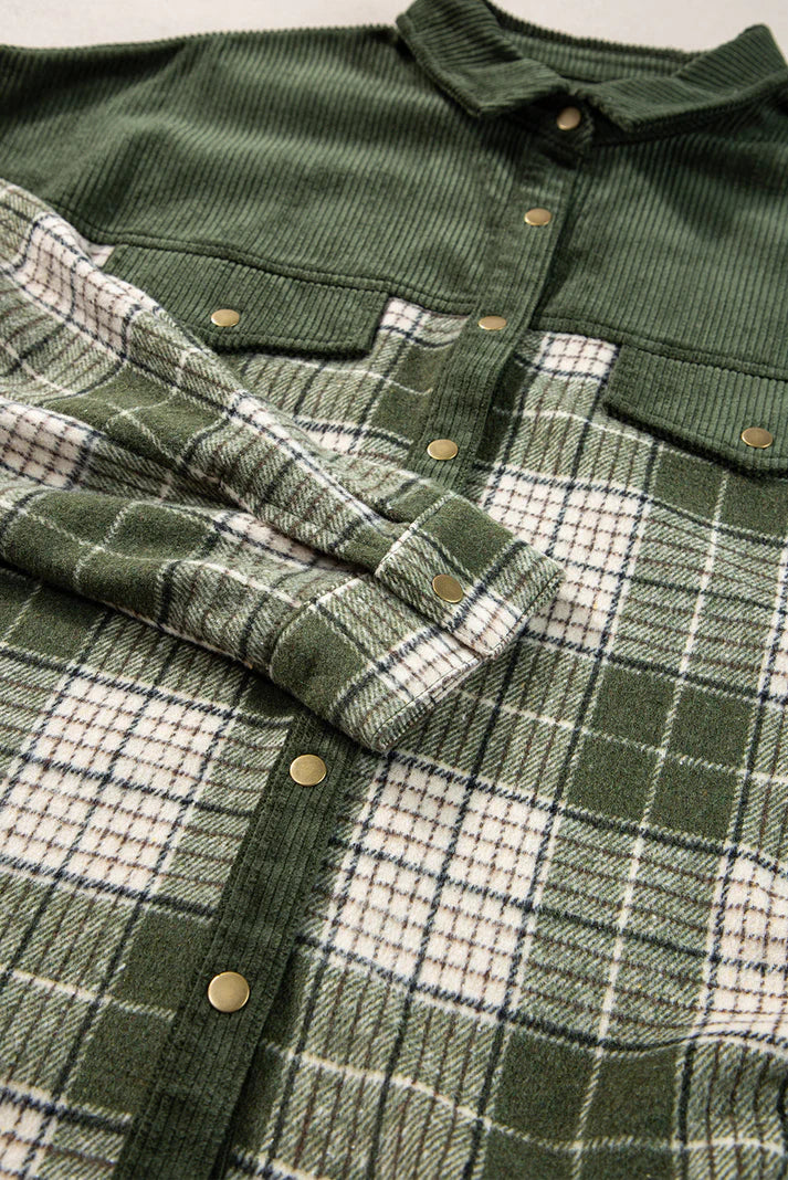Women's snap buttons color block jacket