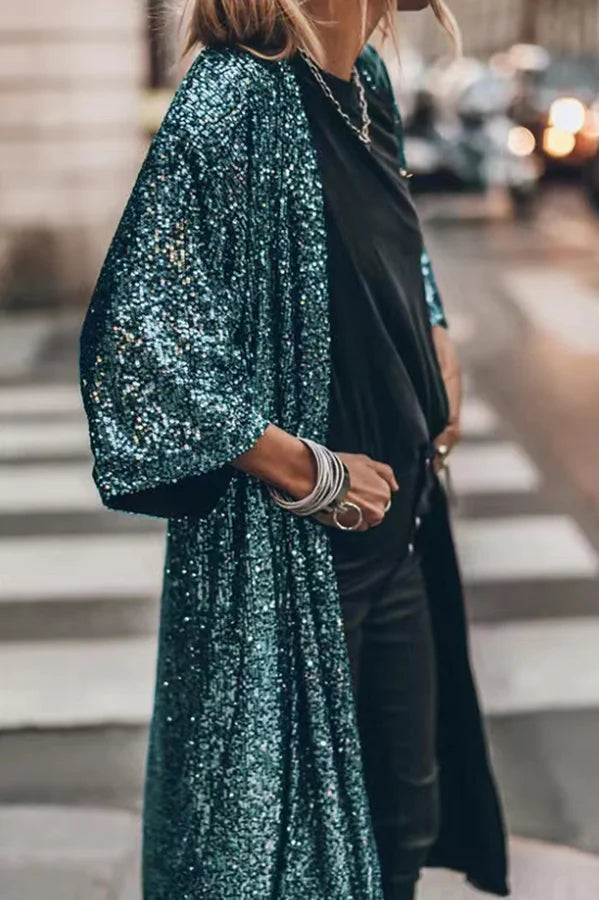 Women's fashion party sequin cardigan jacket