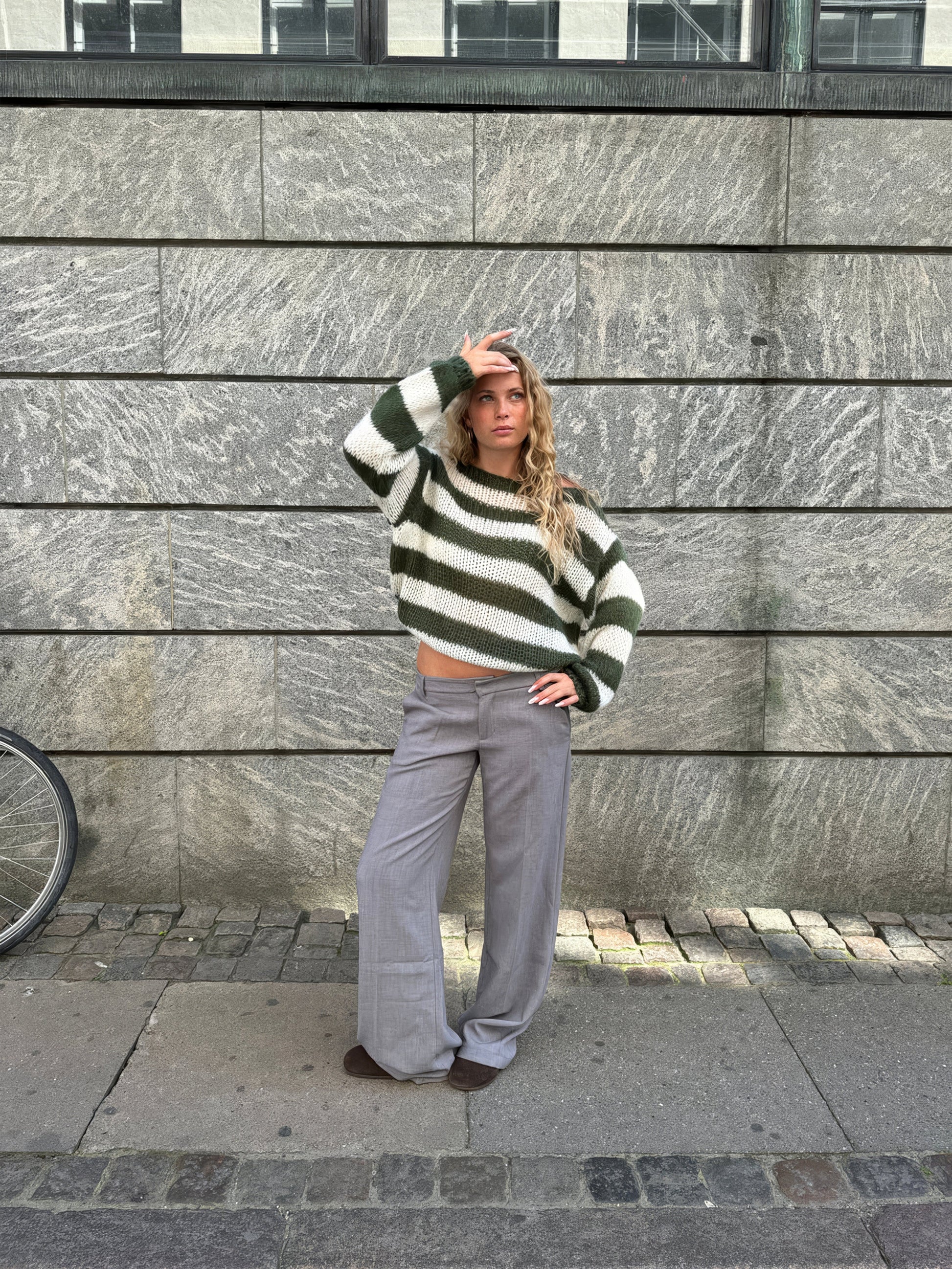 Knitted Wool Blend Crewneck Sweater