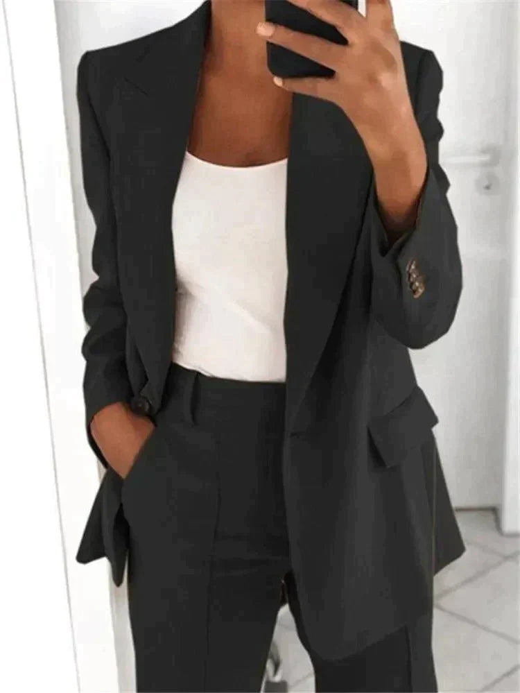 Women's slim lapel suit and pants set