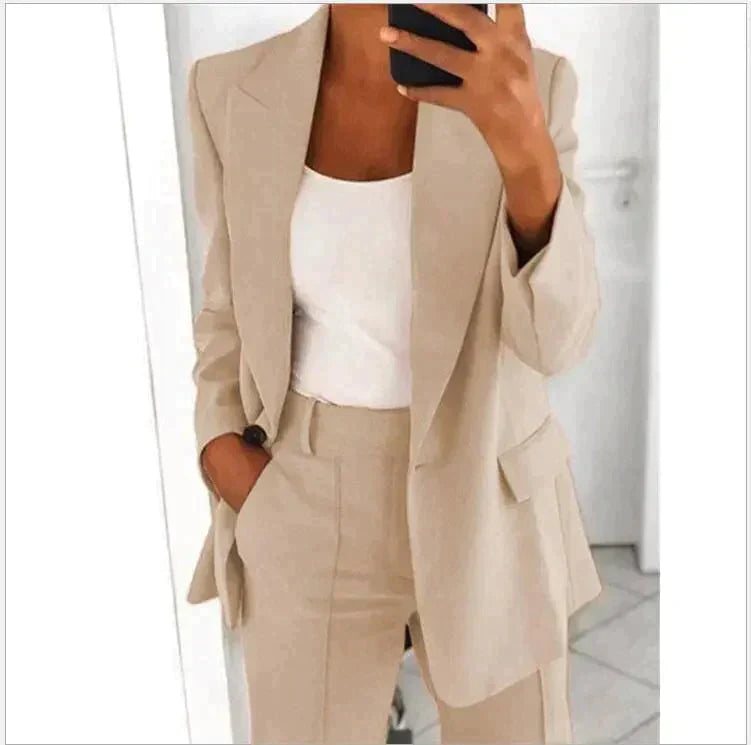 Women's slim lapel suit and pants set