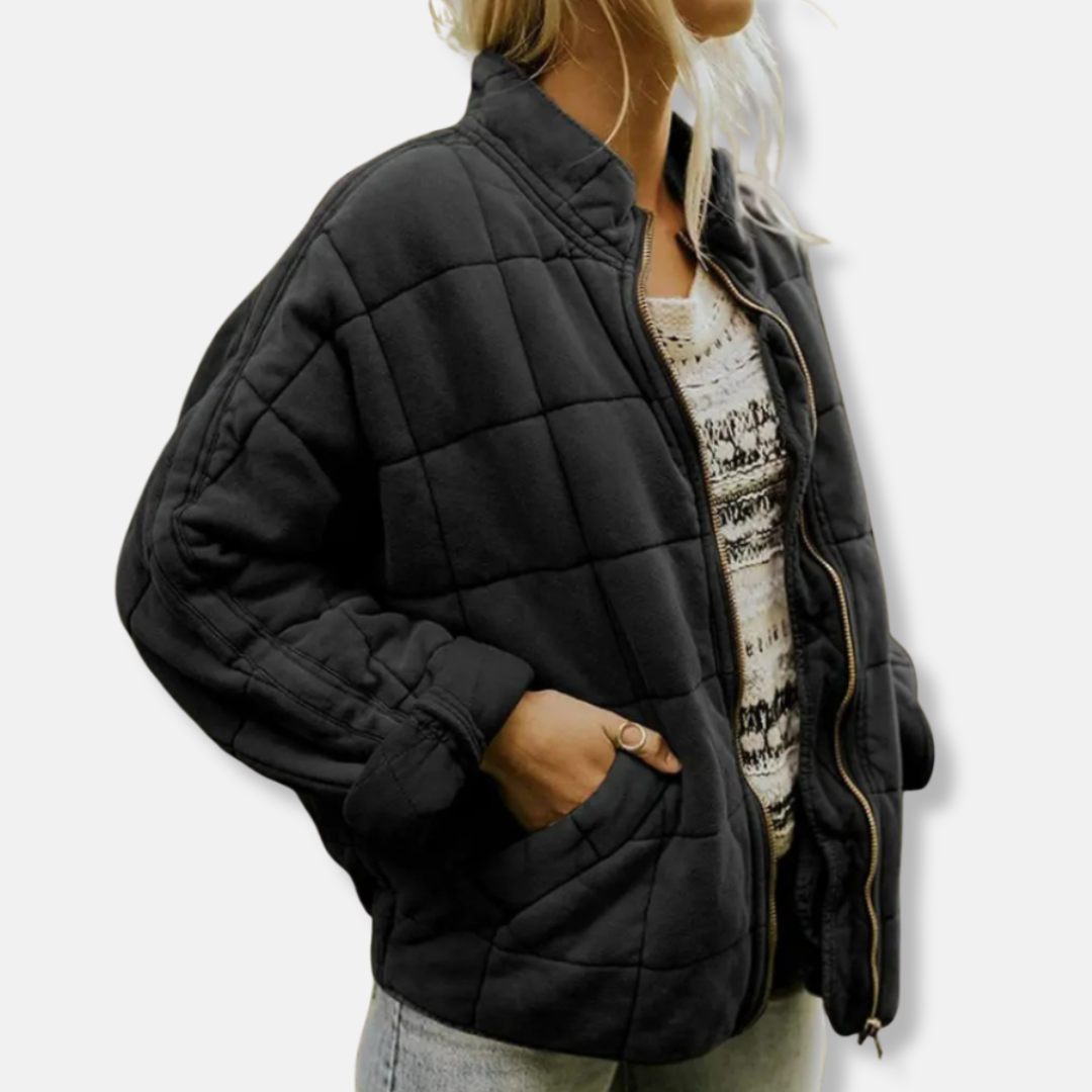 Rosie Cotton Quilted Jacket | Relaxed Fit Stand Collar Jacket