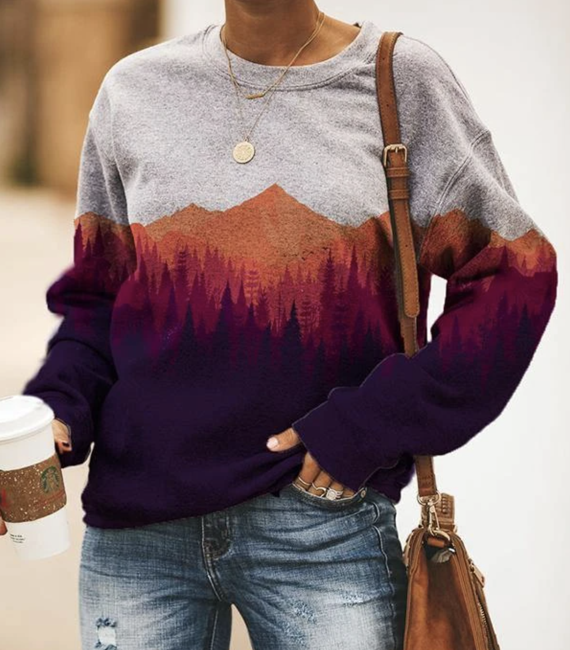 3D Print Round Neck Long Sleeve Sweatshirt